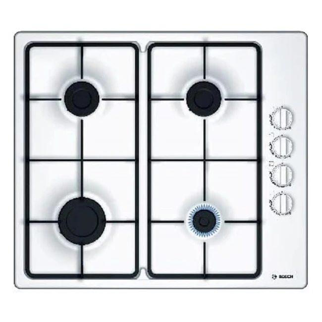 Bosch Serie 2 PBP6B2B60 Gas Hob - 60cm White | Ergonomic Knobs, Biomethane Ready
