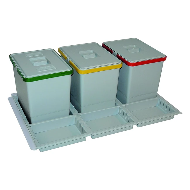 Papelera de Reciclaje Elletipi PTC28 08050 - Cajn Gris - Capacidad 15L