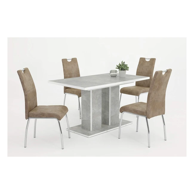 Apollo 5tlg Essgruppe Susi Sulentisch Holzwerkstoff Betonoptik 140180x80cm Esszi