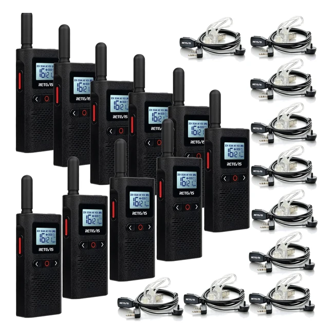 Retevis RB628 Walkie Talkie for Adults PMR446 Mini 2 Way Radio Rechargeable 1500mAh LCD Screen