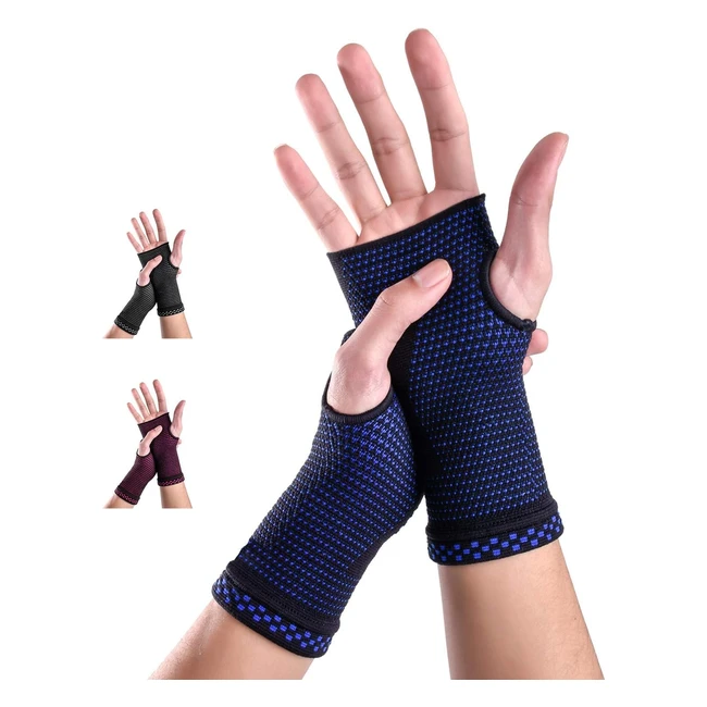Abyon Wrist Supports - Left & Right Hand Compression Sleeves - Carpal Tunnel & Wrist Pain Relief - Breathable Fabric