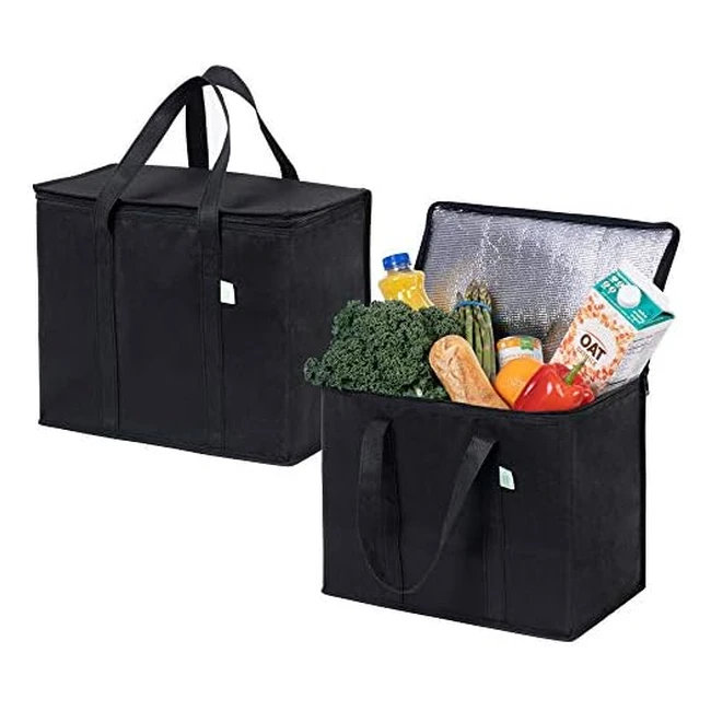 Veno 2 Pack Insulated Reusable Grocery Shopping Bag - Heavy Duty Large Size Du