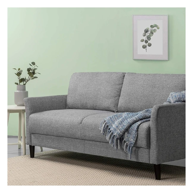 Canapé Zinus Jackie contemporain - Assemblage facile et sans outil - Accoudoirs Vass - Pieds fuselés - Canapé enroulable gris clair