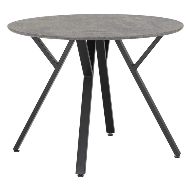 Seconique Athens Round Dining Table - Concrete EffectBlack - D100cm x H765cm -