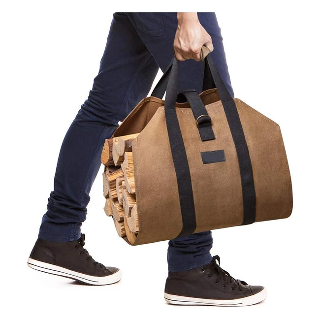 Amagabeli Large Canvas Log Carrier Bag 39x18 - Durable Waterproof Fireplace Log 