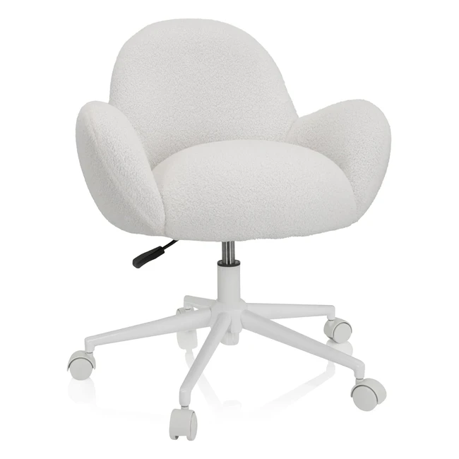 hjh office 719225 Kinder Jugend Drehstuhl Teddy Stoff Kind Teddy i Schreibtischstuhl höhenverstellbar weiß