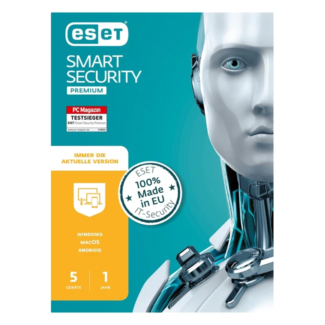 ESET Smart Security Premium 2023 - 5 Geräte, 1 Jahr - Windows 11/10, macOS und Android - Aktivierungscode per E-Mail