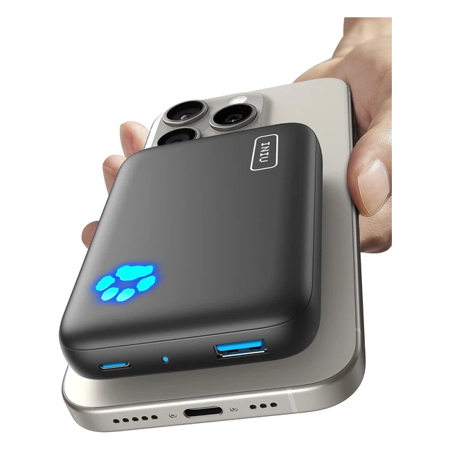 INIU Magnetic Portable Charger 10000mAh - Fast Charging Power Bank for iPhone - Magsafe Case Compatible - USB C In/Out - External Battery Pack