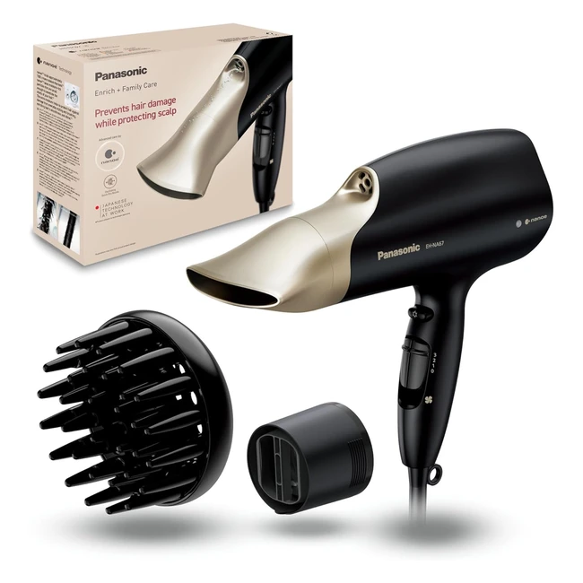 Secador de Pelo Profesional Panasonic EHNA67 - Tecnología Nanoe - 3 Velocidades - 4 Temperaturas