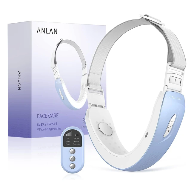 Double Chin Reducer Machine - Anlan Microcurrent Face Lift Device - Electric Face Massager - V-Face Lifting Beauty Belt - Skin Tightening Machine - 6 Modes