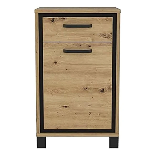 Forte Trondheim Schuhschrank 1 Tür 1 Schublade Eiche Handwerker schwarz 544 x 909 x 415 cm