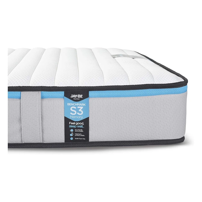 Jaybe Benchmark S3 Memory Eco Friendly Mattress - Small Double - White/Blue - Quick Response Pressure Relief and Comfort