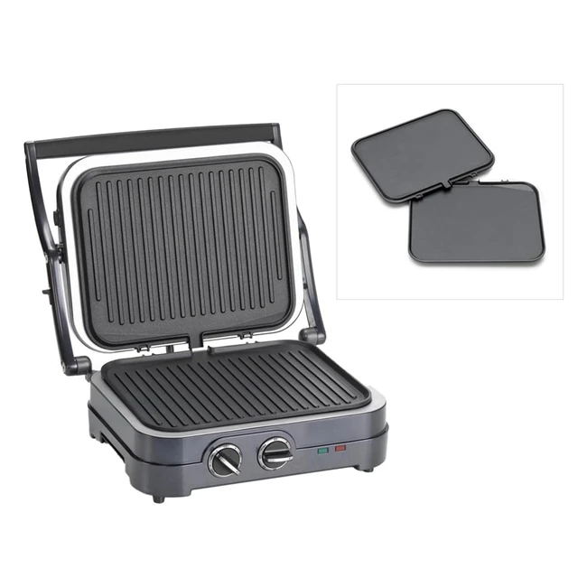 Cuisinart GR47BE - Plancha y Grill con Placas Intercambiables Antiadherentes - Ajustes de Temperatura - Parrilla Eléctrica