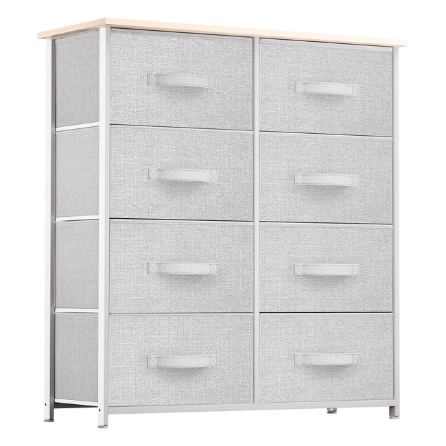 Yitahome Fabric Dresser with 8 Drawers - Sturdy Steel Frame - Easy Pull Fabric Bins - Light Gray