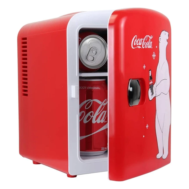 CocaCola 4L Portable Cooler/Warmer Compact Personal Travel Fridge - Red Polar Bear