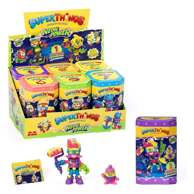 ¡Colección completa de SuperThings Serie Neon Power! ¡6 Kazoom Kids con SuperThings y accesorios de combate!
