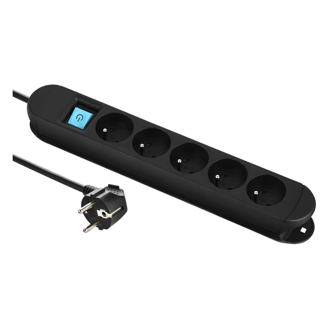 Multipresa Elettrica Professionale Electraline 30922 con 2 Magneti di Fissaggio - 5 Prese 16A - Cavo 3m H05VVF 3G15mm2 - Nero