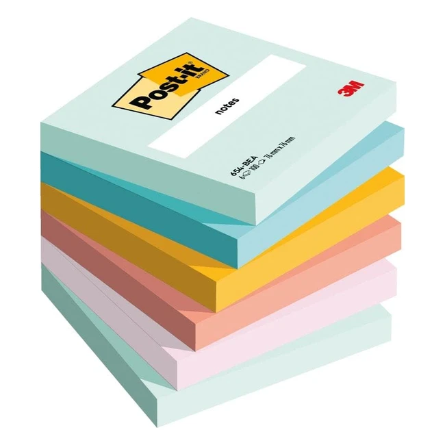 Beach Color Collection Post-it Notes - Pack of 6 Pads - 100 Sheets per Pad - 76mm x 76mm