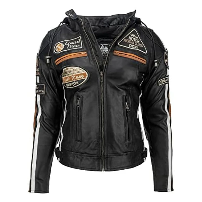 Veste de moto Urban Leather 58 pour femme avec protections - Noir - 3XL48