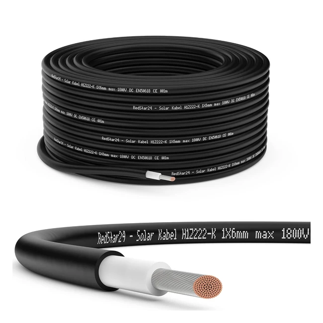 Cable Solar Premium 6mm Negro - 100m  Resistente UV Flexible  Conexin Panel