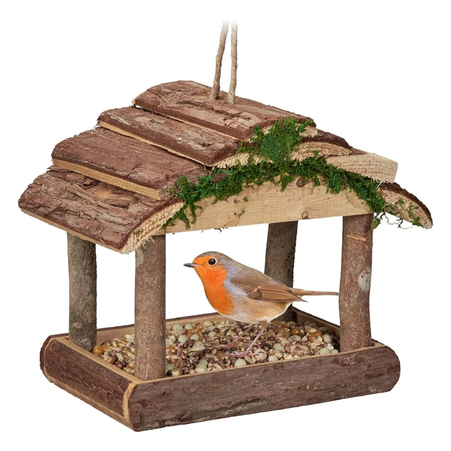 Mangeoire pour oiseaux en bois - Relaxdays HLP 19x22x165cm - Distributeur de nou