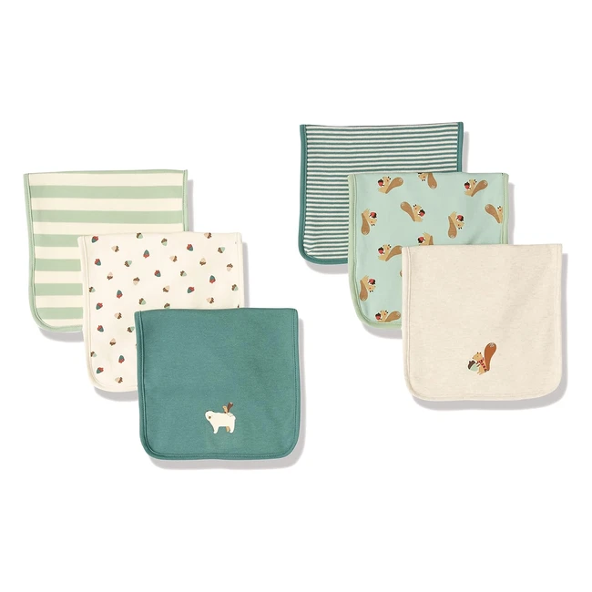 Amazon Essentials Unisex Kids Burp Cloths - Pack of 6, Disney Marvel Star Wars Princess, Ivory Forest Friends