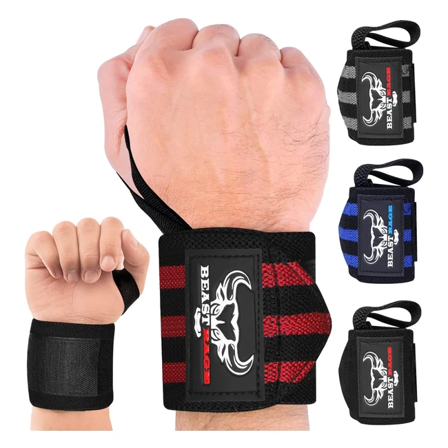 Beast Rage Weight Lifting Wrist Wraps - Muscle Building Performance Fitness Training Gym Straps