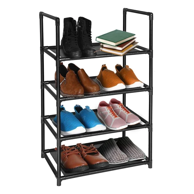 Barsone 4 Tier Small Shoe Rack - 68 Pairs - Narrow Shoe Storage Organizer - Free Standing Lightweight Shelf
