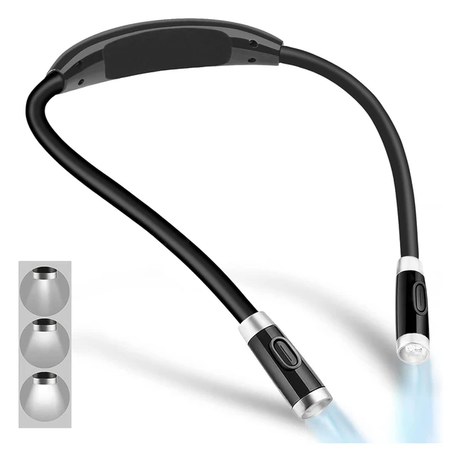Vekkia Rechargeable LED Neck Reading Light - 3 Brightness Levels - Long Lasting 