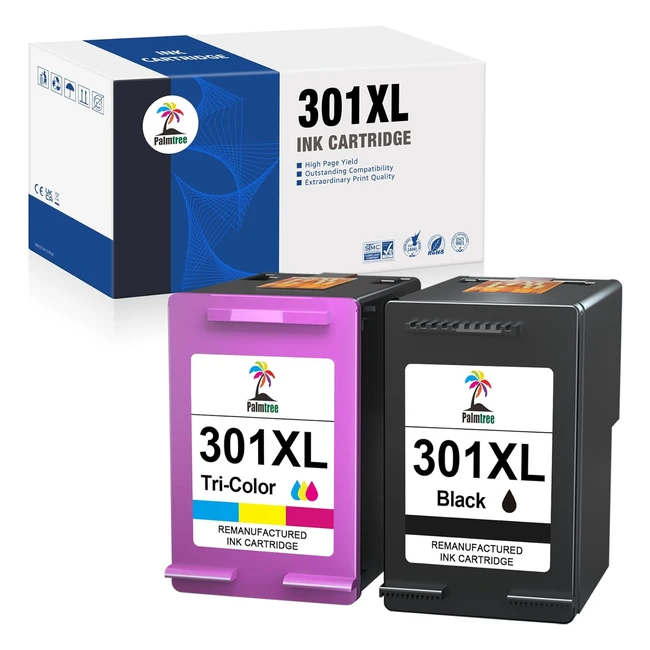 Cartouche Palmtree 301XL Remanufacturée pour HP 301 XL Noir et Couleur - Envy 4500 5530 4502 Deskjet 2540 1000 Officejet 2620 4630