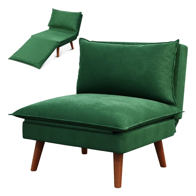 Fauteuil convertible 1 place Vesgantti, lit pliant adulte, dossier inclinable, tissu velours vert