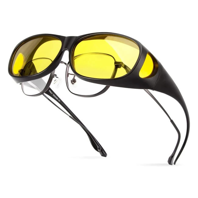 BloomOak Polarized Night Over Glasses - UV 400 Protection - Wrap Around Eyewear