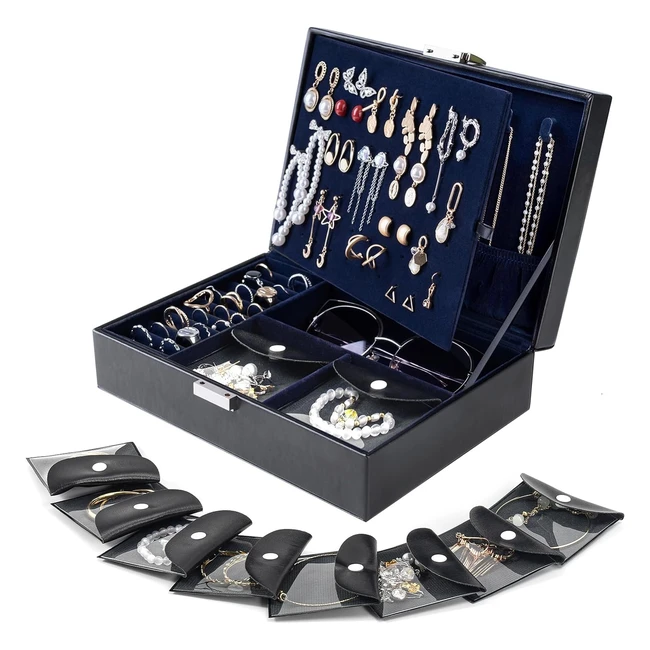 ProCase Boîte Rangement Bijoux Femme avec 8 Pochettes Transparentes