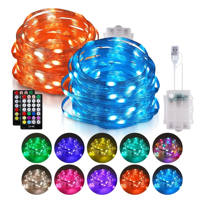 OOKLEE Colour Changing Fairy Lights LED String Lights 164ft 2 Pack - Waterproof Christmas Decorations