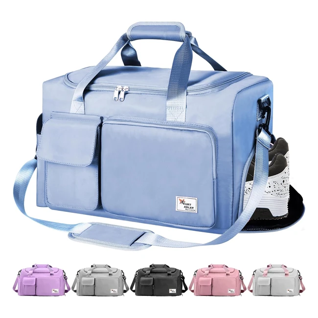 Sport Duffel Bag with Wet Pocket - Gym Bag Travel Bag - Foldable - Men Women - Fitness Holdall - Barrel Sports Overnight Weekender Bags