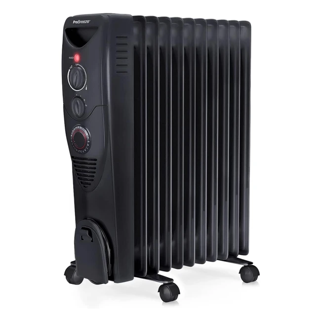 Pro Breeze 2500W Oil Filled Radiator - Portable Electric Heater with Timer - 3 Heat Settings