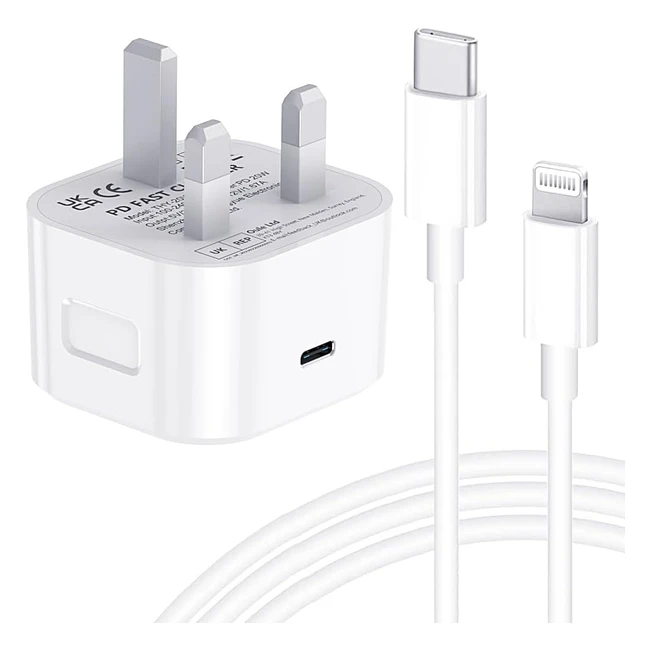 Apple MFi Certified iPhone Fast Charger - 20W USB C Charger with 2m Cable