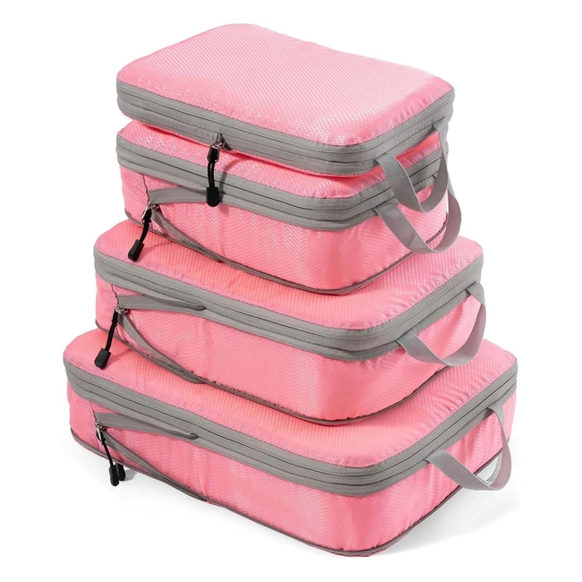 Meowoo Compression Packing Cubes for Suitcases 4pcs Lightweight Travel Organizer Bag