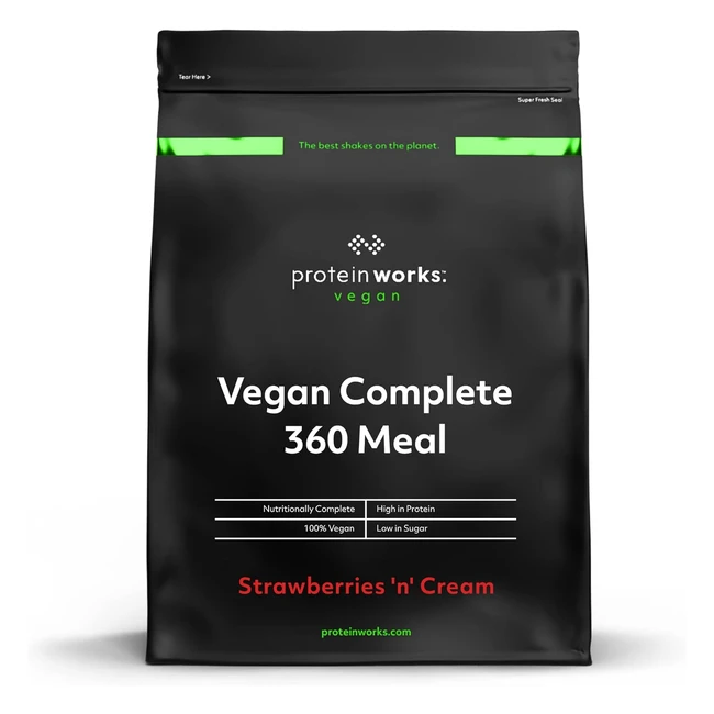 Pasto completo 360 - Equilibrato, Vegano, Rapido - The Protein Works - Panna e Fragole - 1kg