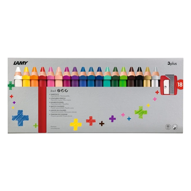 Lamy Bote de 18 Crayons de Couleur 3plus avec Taille-crayon