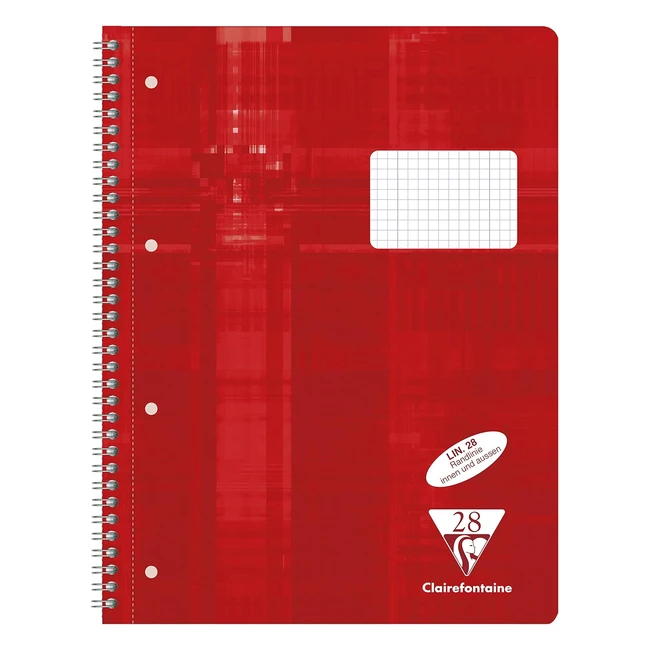 Cahier spirale perforé rouge A4 Clairefontaine 68252C - 160 pages détachables