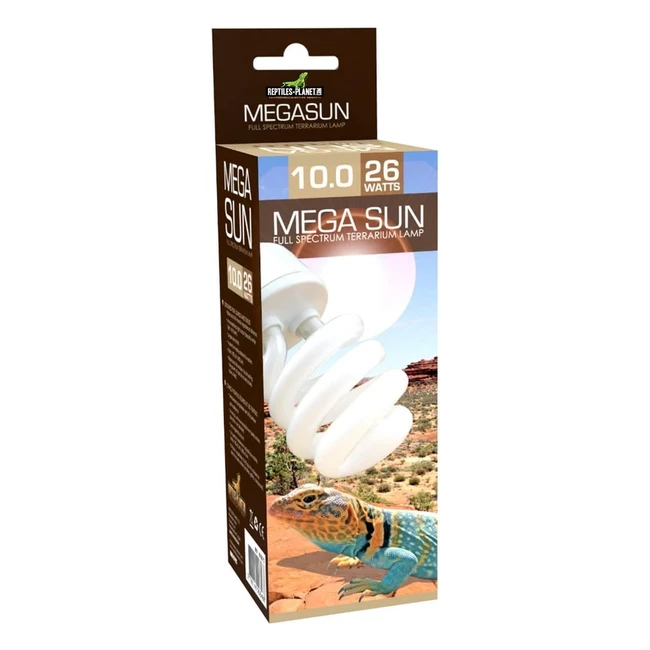 Lampe Reptiles Planet Mega Sun UVB/UVA 100 26W - Éclairage puissant pour lézards et tortues