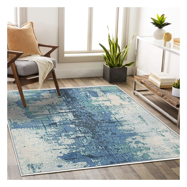 Tappeto Astratto Grigio Blu - Design Moderno - 120x160cm