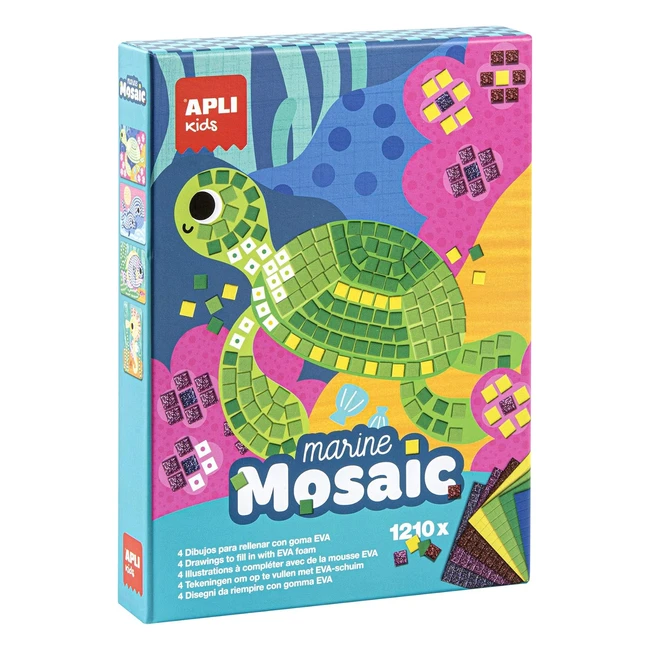 Apli 13911 Marine Mosaic - Schede illustrate di cartone con gomma - Set da 4
