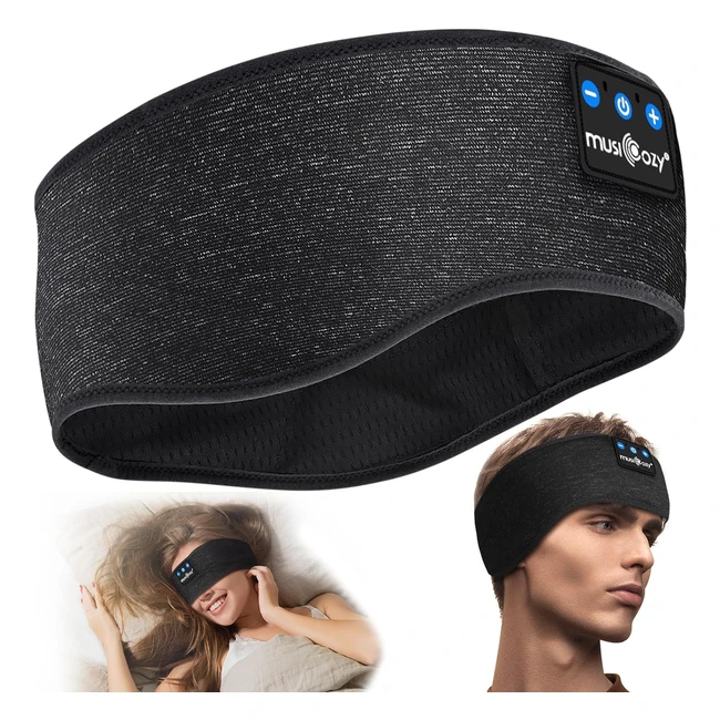 Musicozy Sleep Headphones Headband Bluetooth Soft Headphones for Sleeping Sport with Thin Speakers - Wireless Music Earphones - Tech Gifts for Men Women Teens
