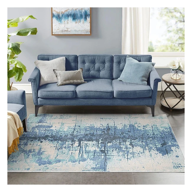 Tappeto Astratto Grigio Blu 160x200cm - Morbido e Antiscivolo - Design Moderno