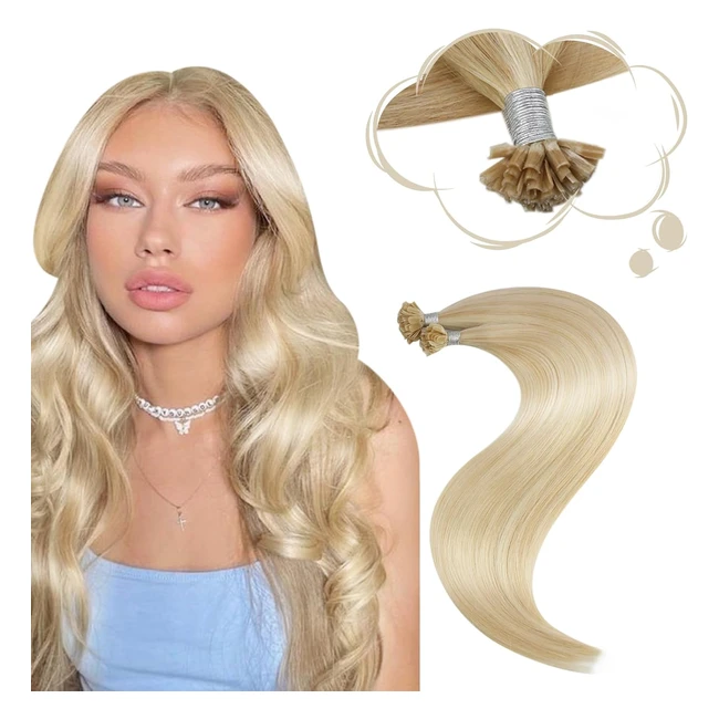 Extensions cheveux humains keratine chaud blond caramel - Moresoo