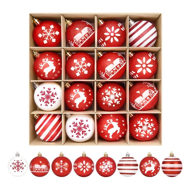 Palline di Natale Bianche e Rosse Arbolisse - 16pz - Decorazioni Albero di Natale 6cm - Plastica - Idee Regalo Natale