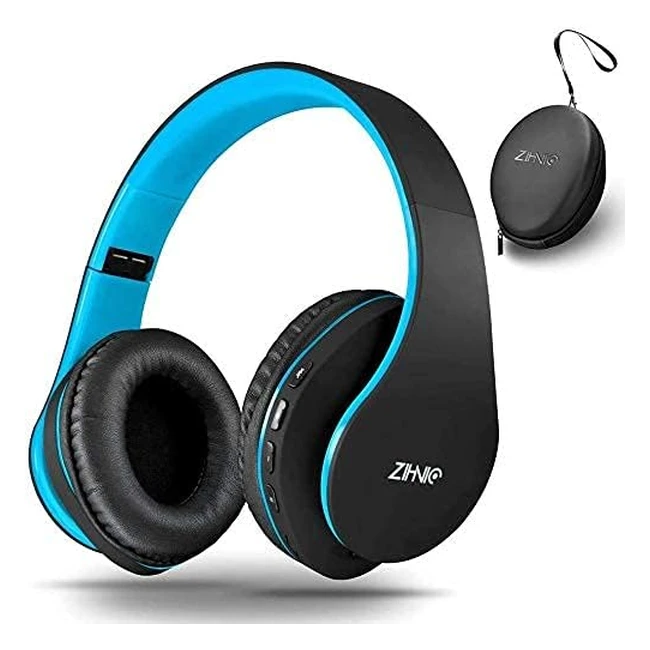 Casque audio Bluetooth Zihnic Stro S - Pliable, léger, avec micro intégré et FM - Noir/Bleu