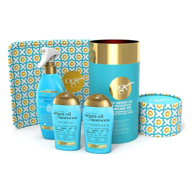 OGX Gift Set - Argan Oil of Morroco Hair Care - Heat Protection Spray  Mat